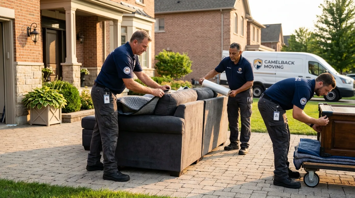 Large estate moving crew wrapping furniture in Thornton, IL